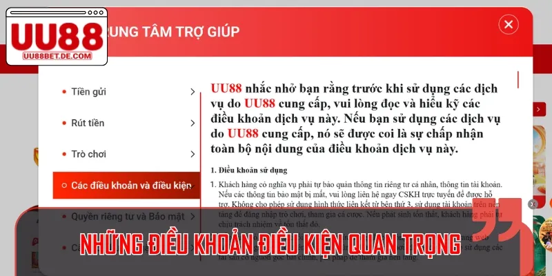 Điều Khoản Điều Kiện UU88 – Cam Kết Minh Bạch Và Công Bằng 3 Nội dung chi tiết của điều kiện và điều khoản cần nắm khi tham gia cược