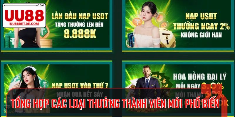 Thưởng Thành Viên Mới Nhà Cái UU88: Ưu Đãi Hấp Dẫn 3 Tổng hợp các loại thưởng thành viên mới phổ biến